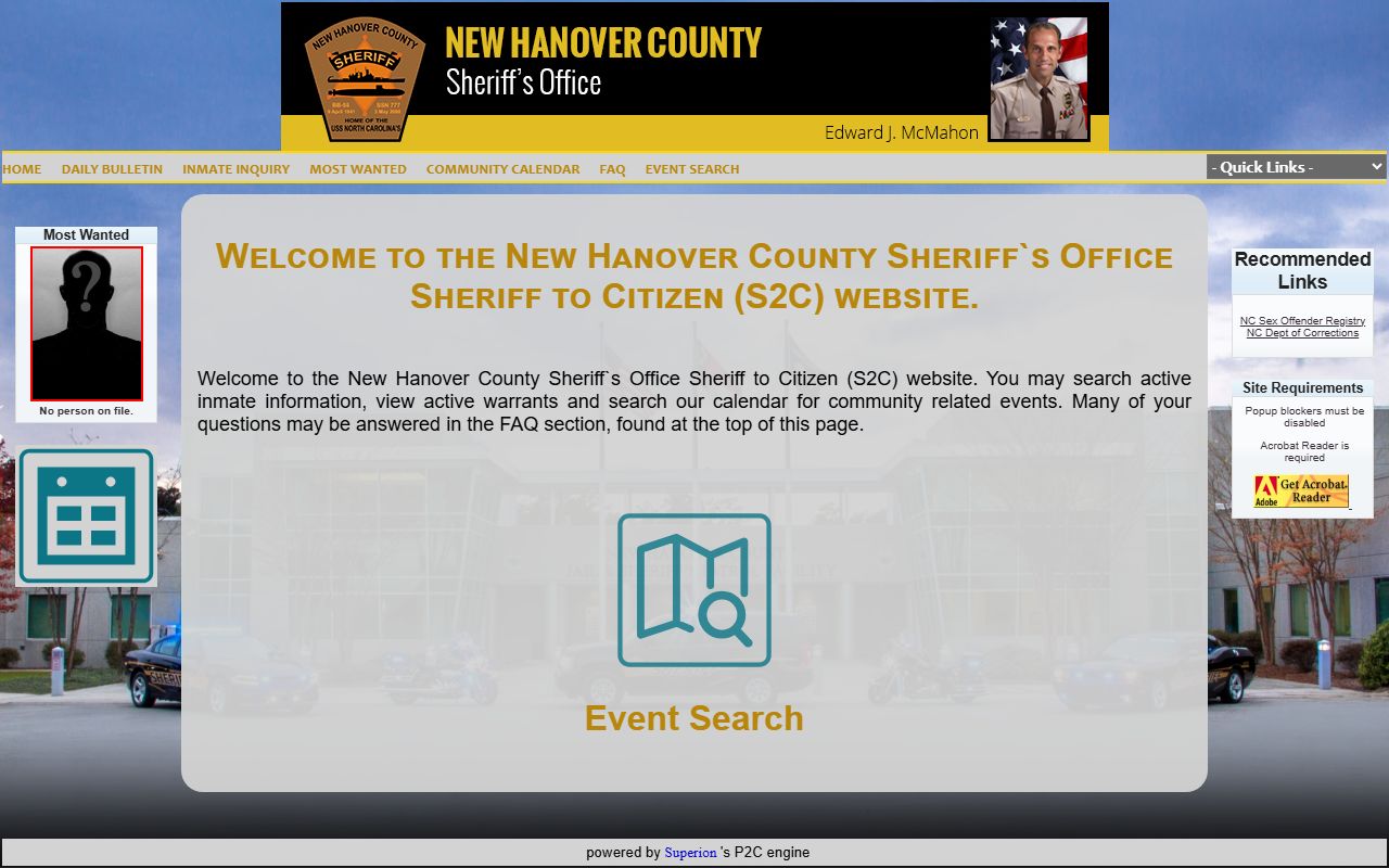 New Hanover County arrest records and court charges P2C portal