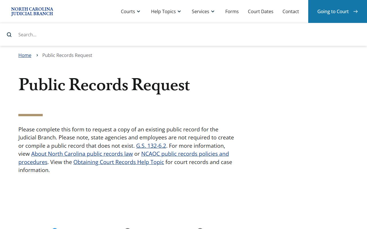New Hanover County court dockets NCAOC public records request