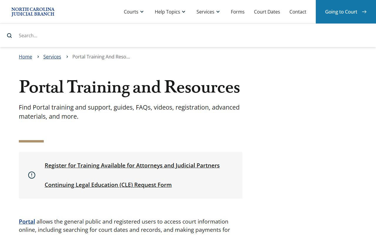 New Hanover County court records Portal training resources