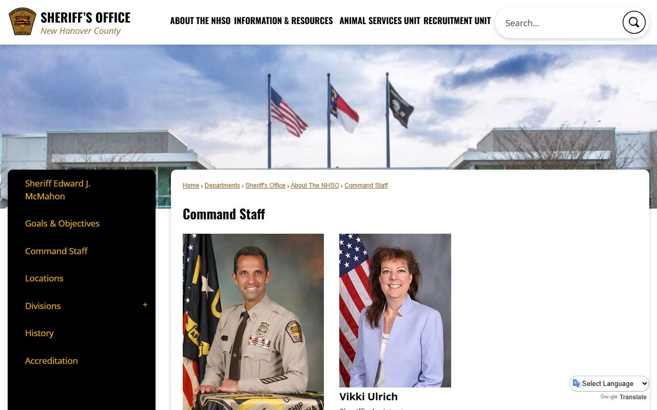 New Hanover County criminal court records command staff and sheriff contacts