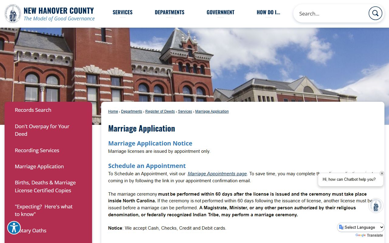 New Hanover County Superior Court and magistrate marriage license distinction