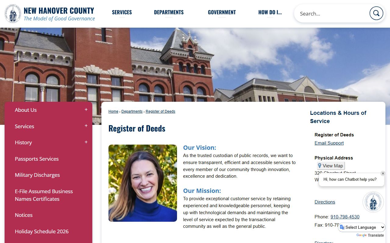 New Hanover County Superior Court and Register of Deeds record boundary