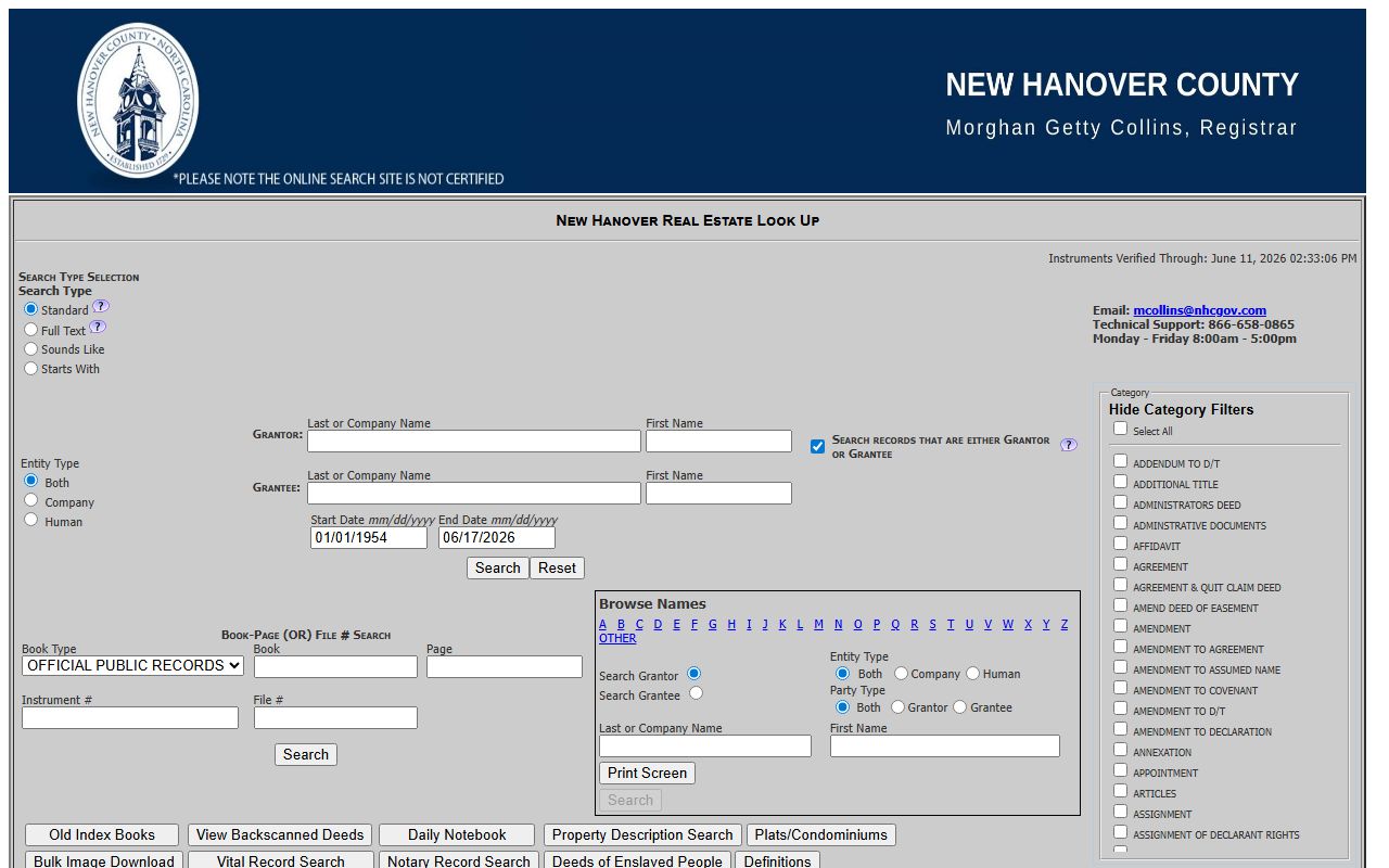 New Hanover County Superior Court case flow and recorded document search
