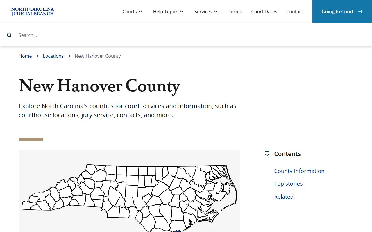 New Hanover County Court records landing page