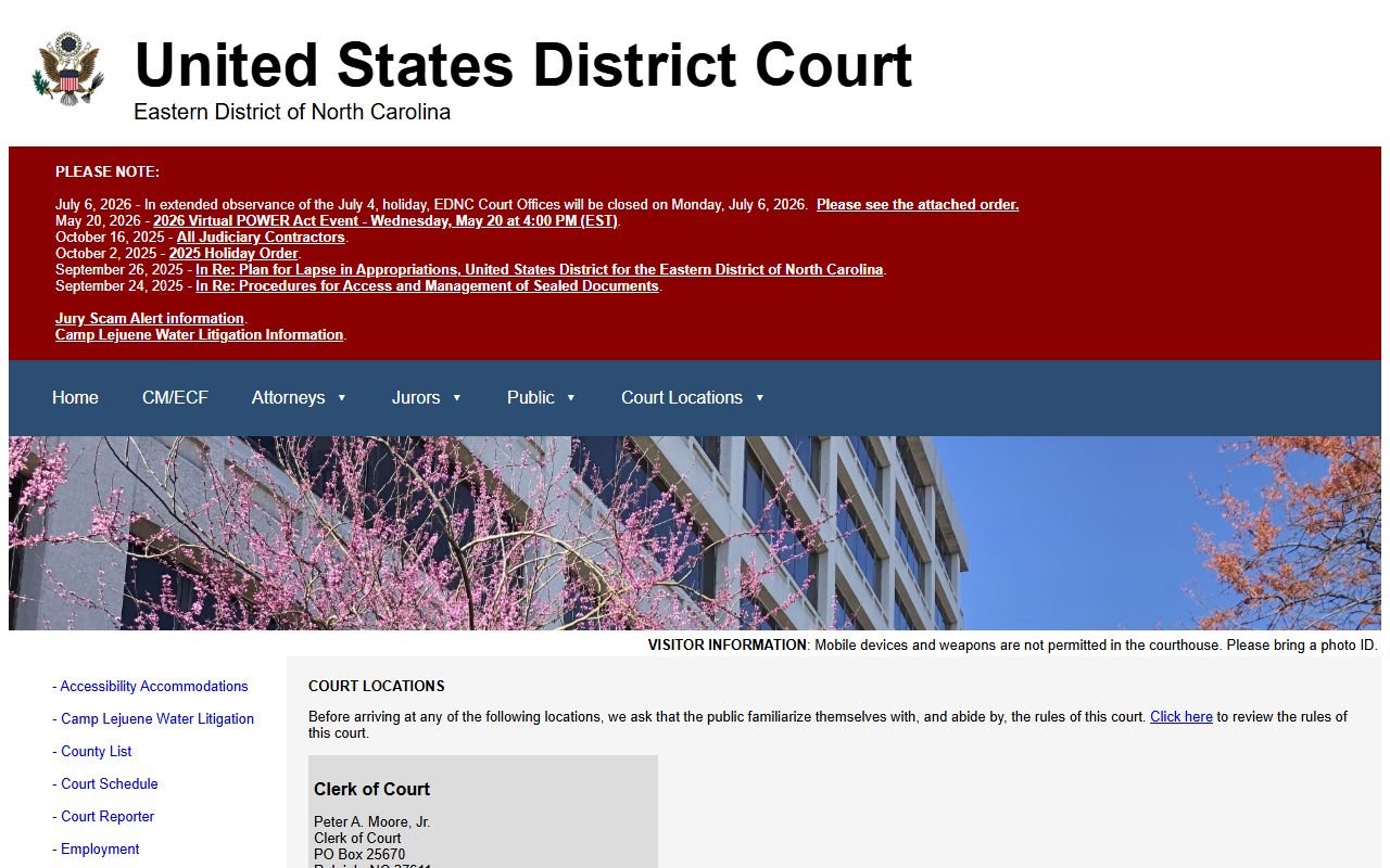 New Hanover County inmate records EDNC Wilmington court source