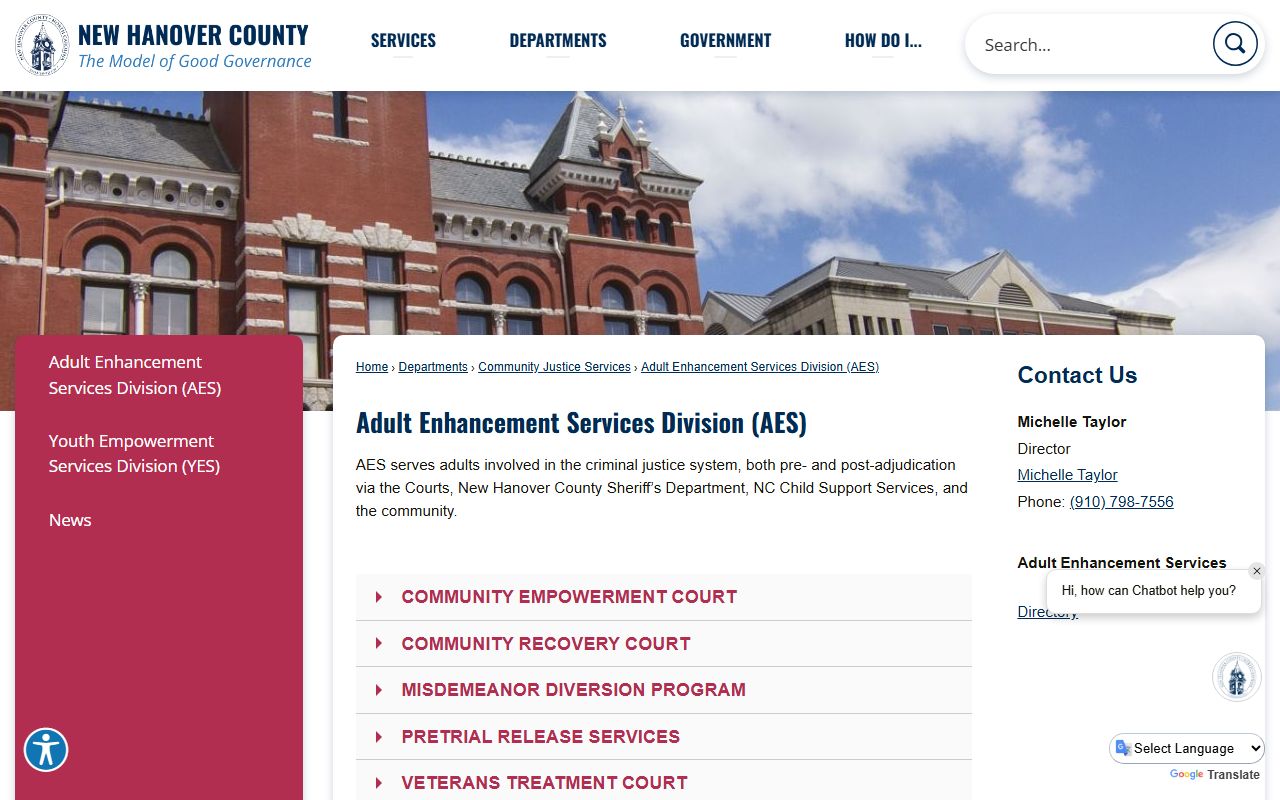 New Hanover County inmate records Adult Enhancement Services source