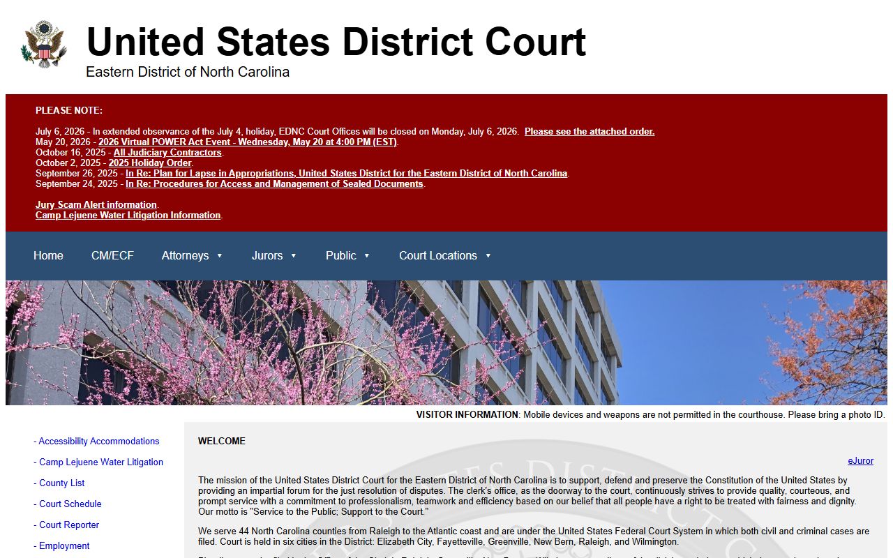 New Hanover County inmate records federal district court distinction