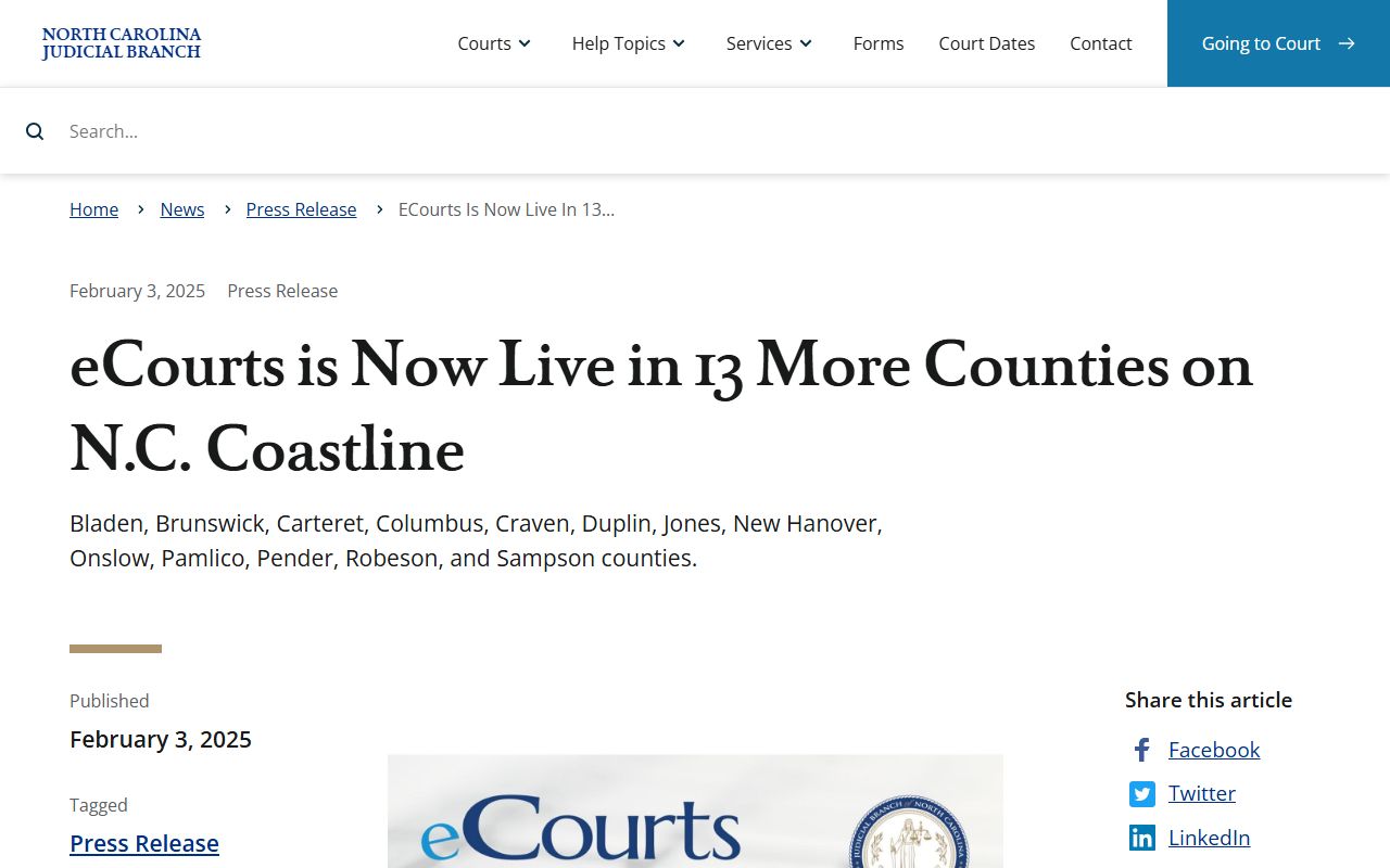 New Hanover County marriage records eCourts transition context