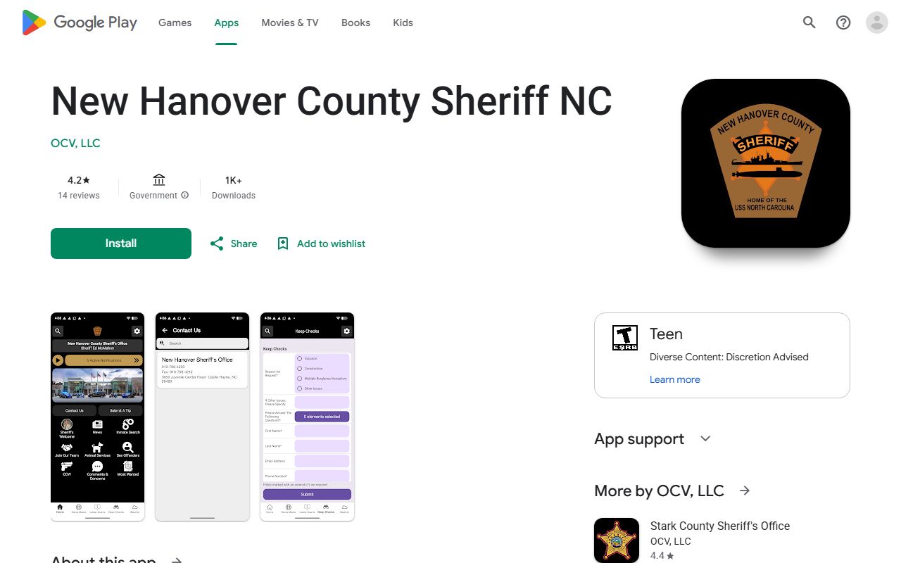 New Hanover County traffic court records sheriff Google Play app source