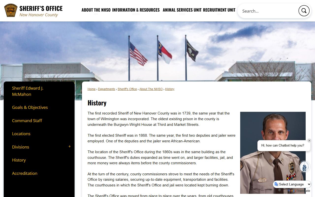 New Hanover County warrant records sheriff office history source